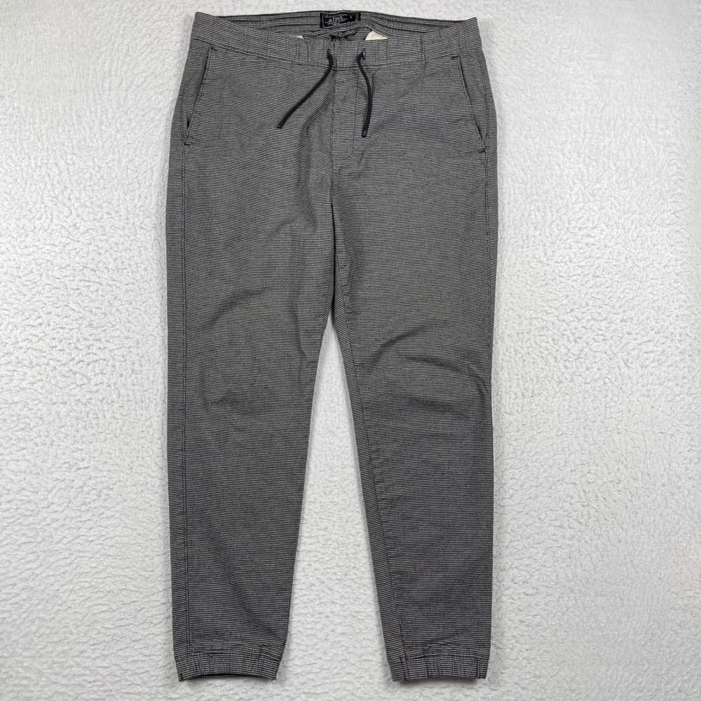 Abercrombie & Fitch Langdon Skinny Pants Mens Large Black White Stretch Joggers